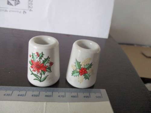 Vintage Mini Porcelana Christmas Candel Holders