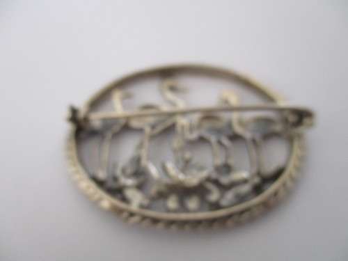 925 Sterling Silver and Marcasite ` Flamingo `  Brooch Beautiful Vintage