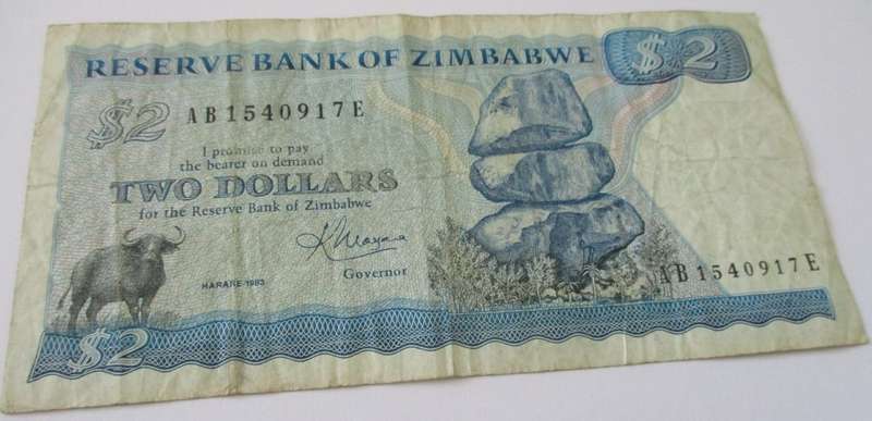 $ 2 RESERVE BANK OF ZIMBABWE TWO DOLLARS x 2