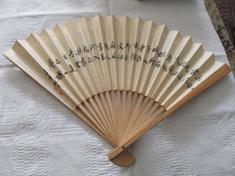 Old Antiq Chinese Fan Hand Painted and Signed by Artist
