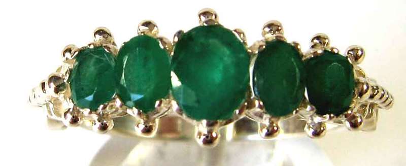 Gorgeous Sterling Silver and Genuine Emerald Ring.
