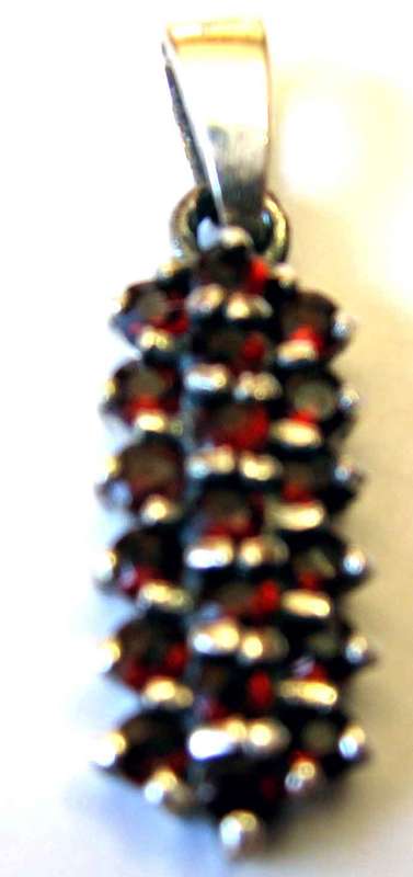 Charming , Genuine Sterling Silver and Garnets Pendant.