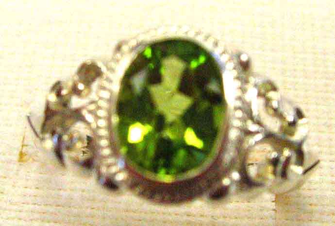 Top Quality Peridot in Sterling Silver Ring.