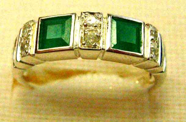 Magnificent Sterling Silver and Genuine Emeralds & Natural Diamonds Ring.