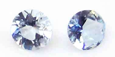1 lot 2 pieces of 4.20 mm round faceted cut Aquamarines , T. W. 0.57 ct.