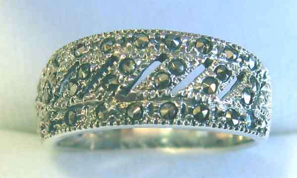 Stylish Sterling Silver and Marcasite Ring.