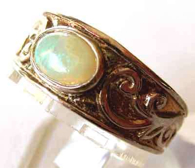 Sterling Silver and Genuine Australian Opal Ring.
