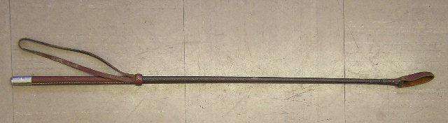 Riding Crop Leather grip & wrist strap plastic shaft & leather loop 65 cm