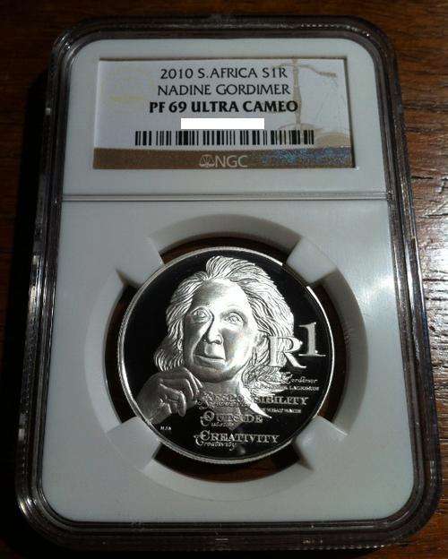 2010 RSA R1 Nadine Gordimer silver coin PF 69 Ultra Cameo
