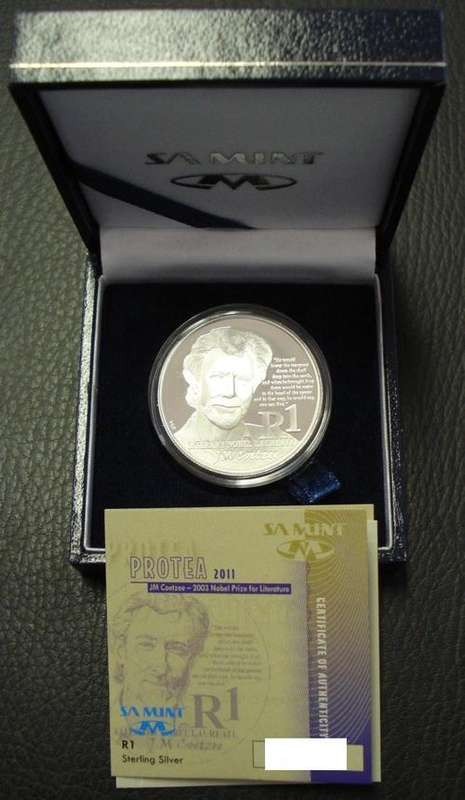 RSA 2011 R1 Silver JM Coetzee coin (Nobel Prize for Literature)