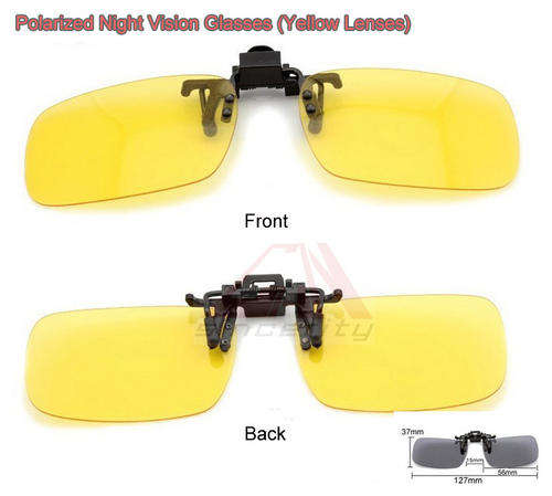 NIGHT DRIVING CLIP ON FLIP UP YELLOW LENS