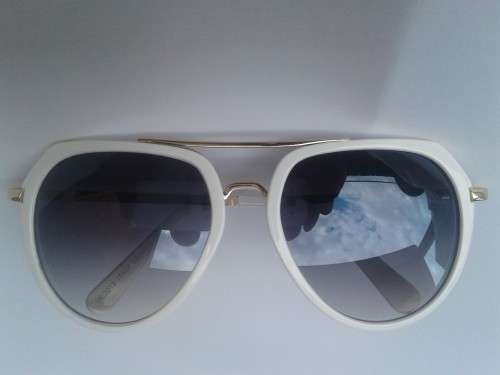 Women Fashion White Frame Double Rim Sunglasses