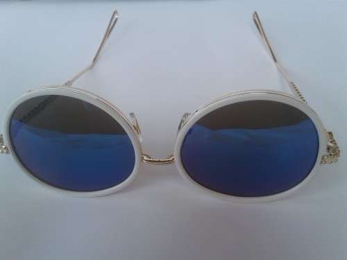 Women Fashion White Frame Double Rim Sunglasses