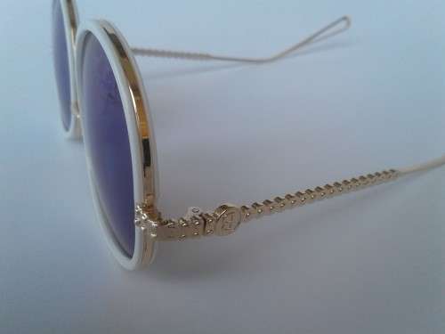 Women Fashion White Frame Double Rim Sunglasses