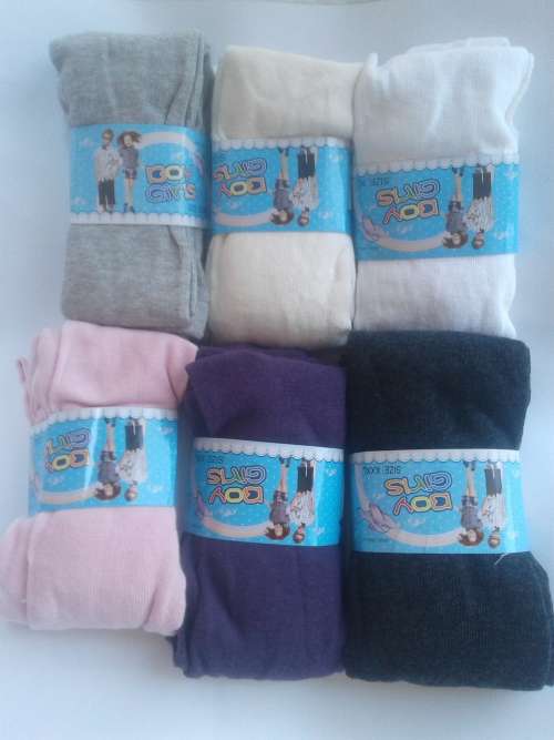 6 - Girls' Seamless Warm Cotton Tights Mixed Colours