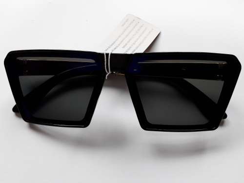 Black Square Frame Glass Sunglasses For Men