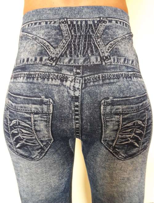 Printed Jean Stretchy Jeggings For Women With Zip