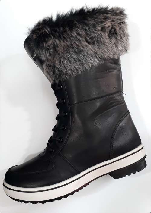 Women's Cold Weather Mid High Faux Fur Black Boots - Size 6