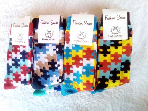 12 Pair Cotton Puzzle Multi Colour Socks