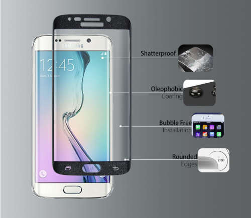 Tempered Glass Curved Full Cover Screen Protector For Samsung Galaxy S6 S7 Edge - Blue
