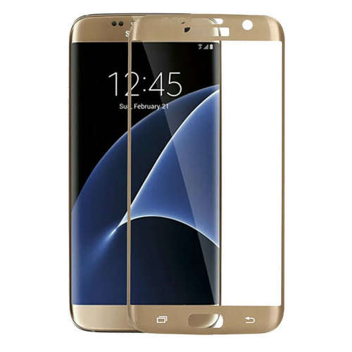 Tempered Glass Curved Full Cover Screen Protector For Samsung Galaxy S7 Edge - Gold