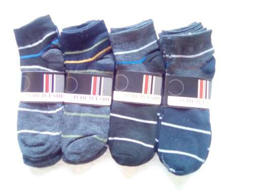 12 Pairs - Men's Ankle Stripe Socks