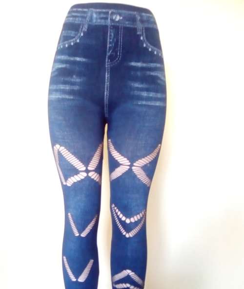Printed Jean Stretchy Jeggings For Women