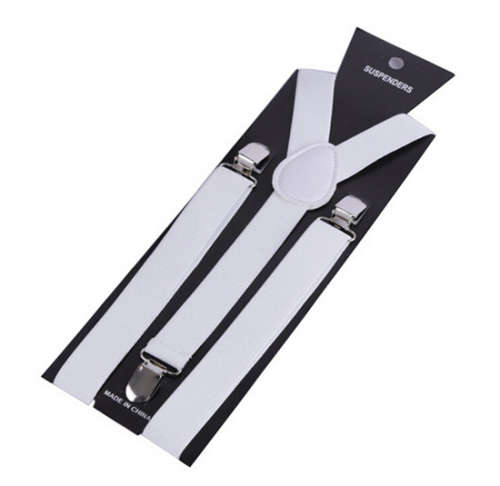 Unisex Solid Colour Y-Back Clip Suspenders - 1 Inch Wide