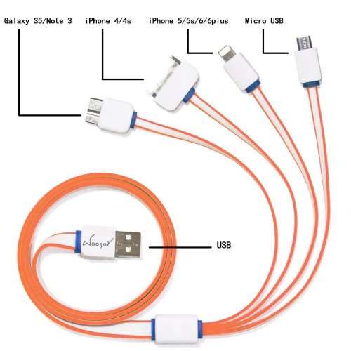 4 in 1 usb Cable Charging Cable - iPhone, Samsung, HTC & LG