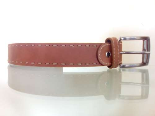 Men's Stitched PU Leather Belt - Tan