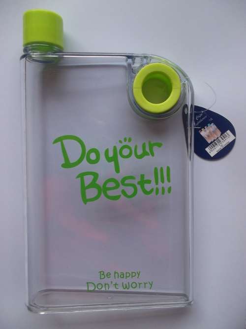 Clear Flat Plastic A5 Memo Notebook Water Bottle
