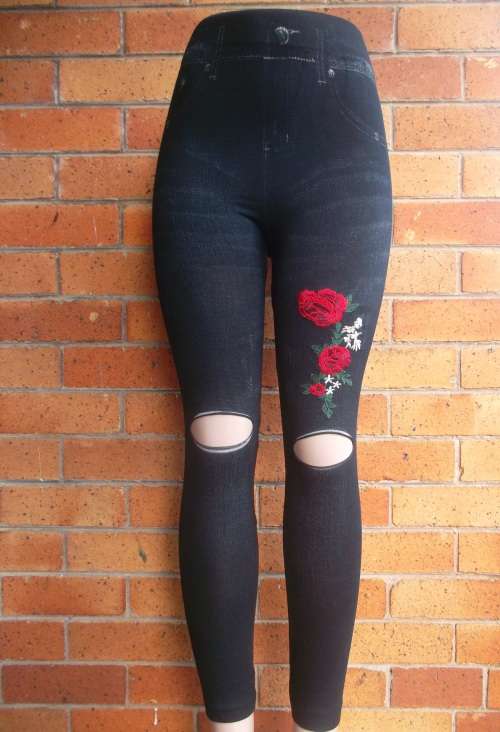Printed Jean Stretchy Jeggings For Women