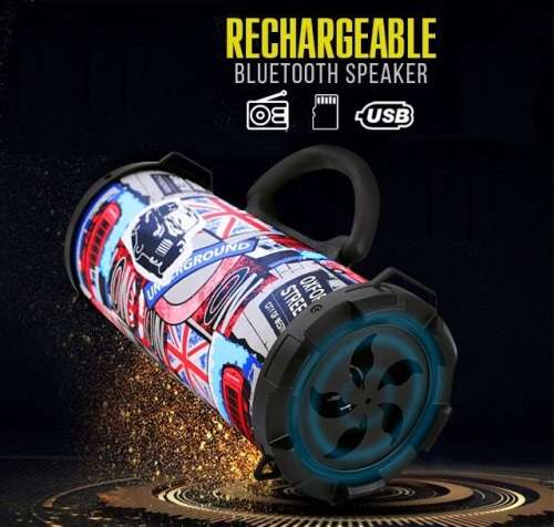 Rechargeable Bluetooth Speaker Supports FM Radio, Aux In, USB & SD Card, MH-520BT