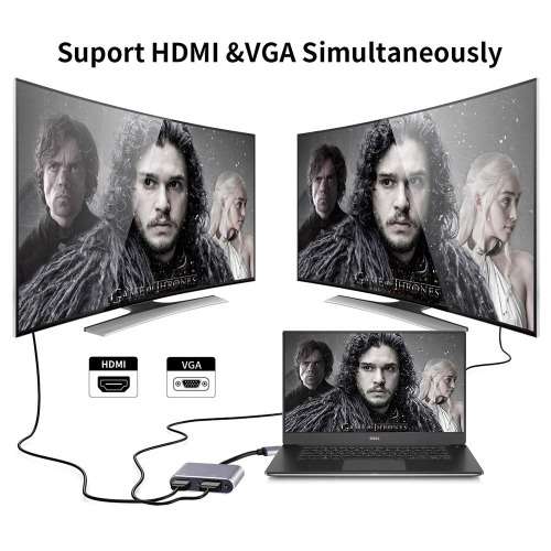 Video Adapter USB to VGA HDMI - Double Screen Simultaneous Display