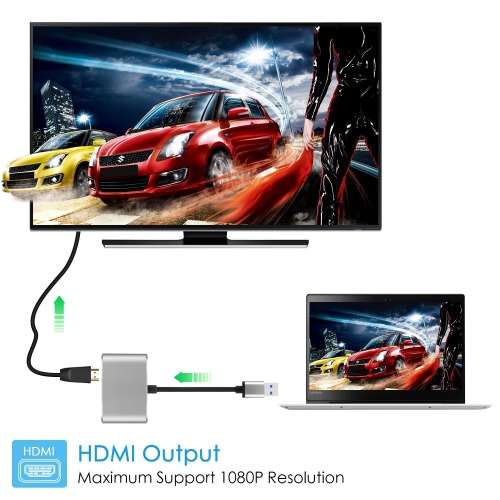 Video Adapter USB to VGA HDMI - Double Screen Simultaneous Display