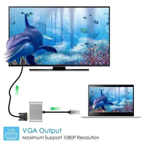 Video Adapter USB to VGA HDMI - Double Screen Simultaneous Display