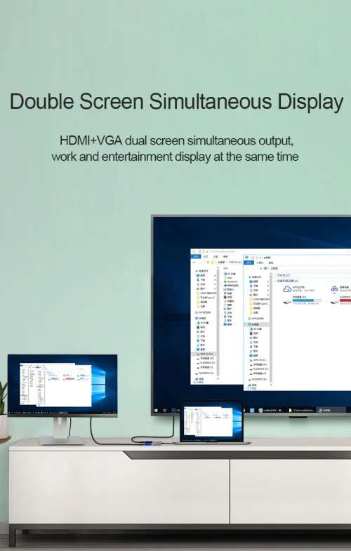 Video Adapter USB to VGA HDMI - Double Screen Simultaneous Display
