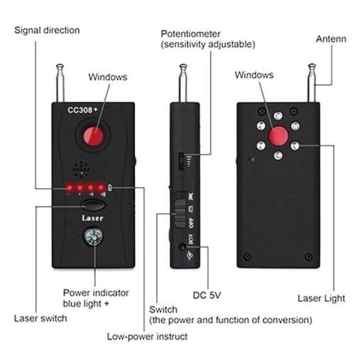 Multi-Detector Full-Range All-Round Detector For Hidden Mini Camera / IP Lens/ GMS / RF Signa