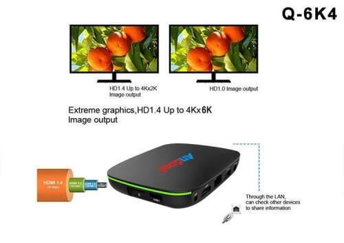 Q-6K4 Smart Android TV Box 4GB Ram + 64 GB Internal Memory Storage