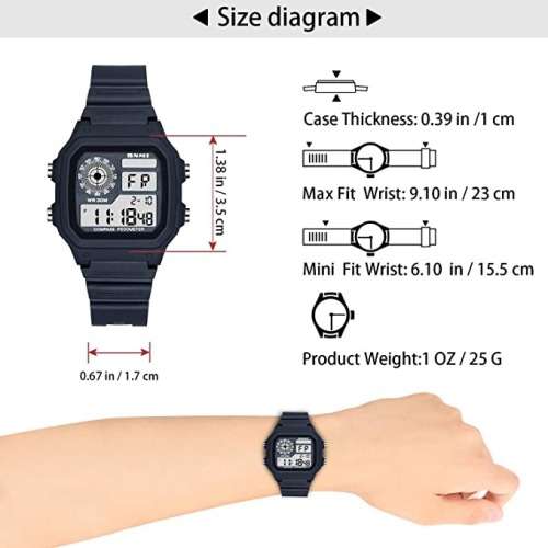 Quartz Movement Multi-Function Digital Black Dial Watch