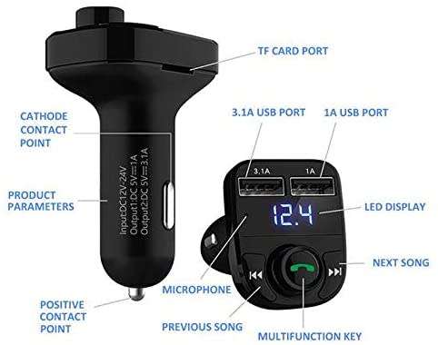 Car FM Transmitter Dual USB Charger Transmitter Hands-free Bluetooth Car Kit Aux Modulator Car Audio