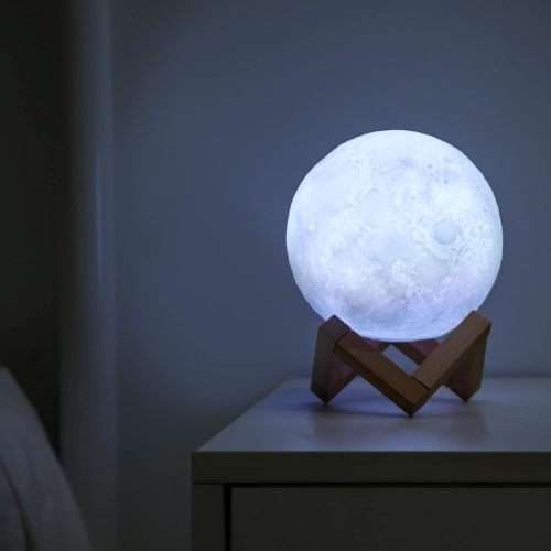 Moon Lamp, 3D Night Moon Lamp for Bedroom with 3 Light Modes, Rechargeable Battery, Touch and Remote