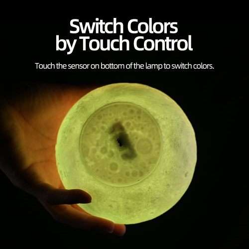 Moon Lamp, 3D Night Moon Lamp for Bedroom with 3 Light Modes, Rechargeable Battery, Touch and Remote