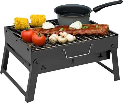 Foldable Charcoal BBQ Grill - Mini Portable Tabletop Barbeque - Great Folding Barbecue for Garden