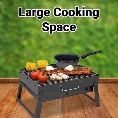 Foldable Charcoal BBQ Grill - Mini Portable Tabletop Barbeque - Great Folding Barbecue for Garden