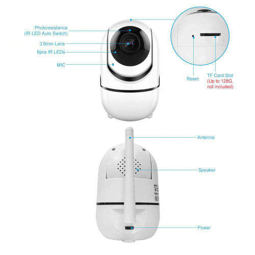 1080P Wireless WiFi Indoor Surveillance Camera with Night Vision Motion Detection