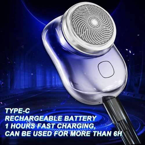 Mini Shaver Portable Electric Shaver, Rechargeable Razor Easy One Button Use Silver
