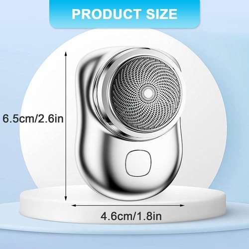 Mini Shaver Portable Electric Shaver, Rechargeable Razor Easy One Button Use Silver