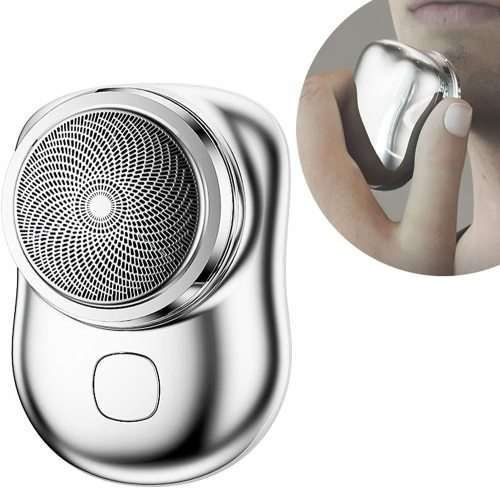 Mini Shaver Portable Electric Shaver, Rechargeable Razor Easy One Button Use Silver