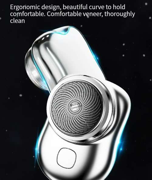 Mini Shaver Portable Electric Shaver, Rechargeable Razor Easy One Button Use Silver